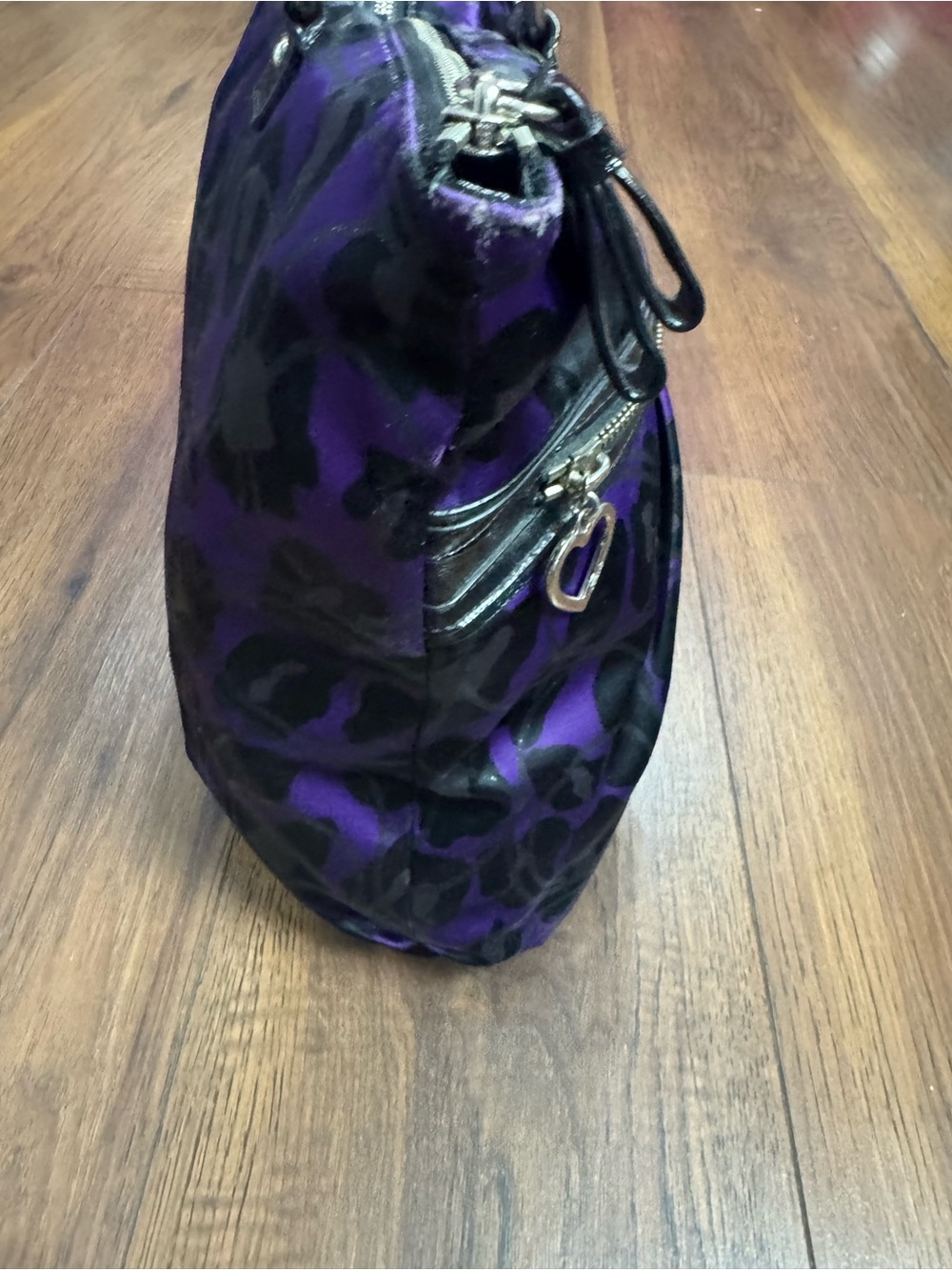 Coach Poppy Glam F20048 Purple Black Ocelot Leopard Large Tote Y2K - Picture 7 of 14